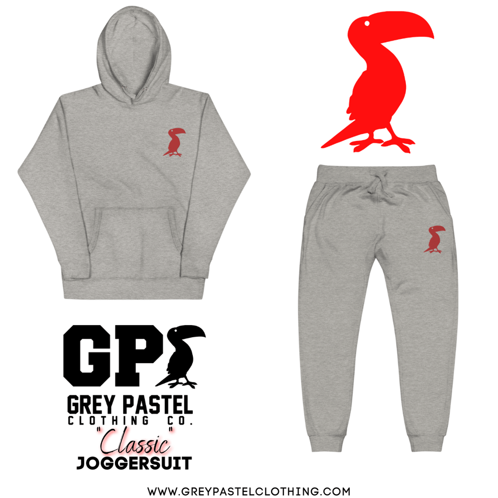 Grey Pastel "Classic" Embroidered Carbon Grey Joggersuit 