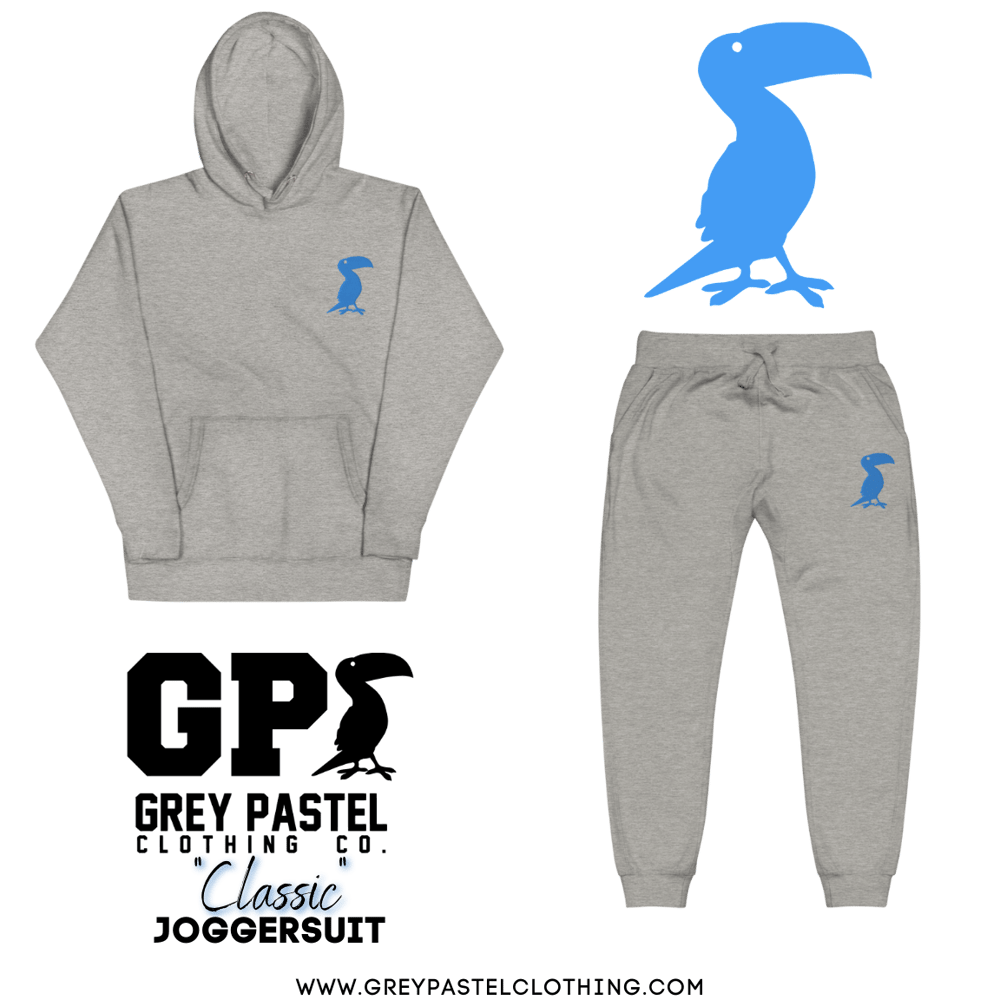 Grey Pastel "Classic" Embroidered Carbon Grey Joggersuit 