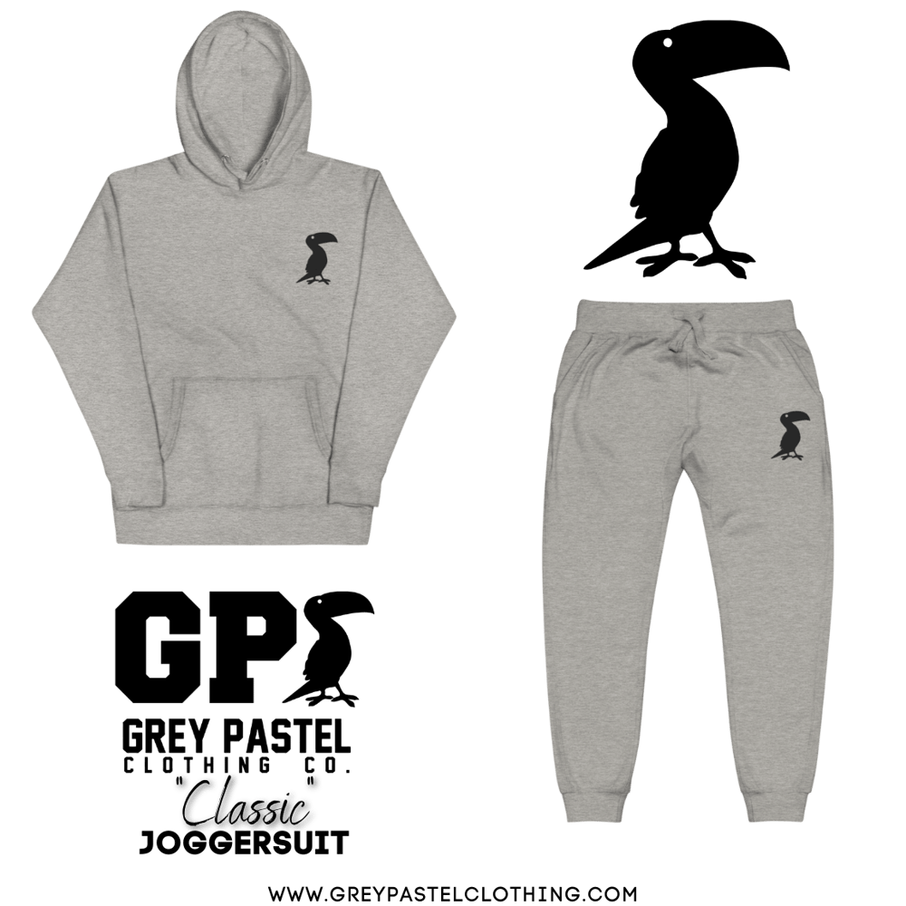 Grey Pastel "Classic" Embroidered Carbon Grey Joggersuit 