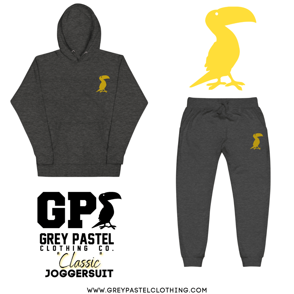 Grey Pastel "Classic" Embroidered Dark Grey Heather Joggersuit