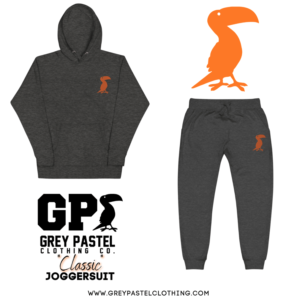 Grey Pastel "Classic" Embroidered Dark Grey Heather Joggersuit