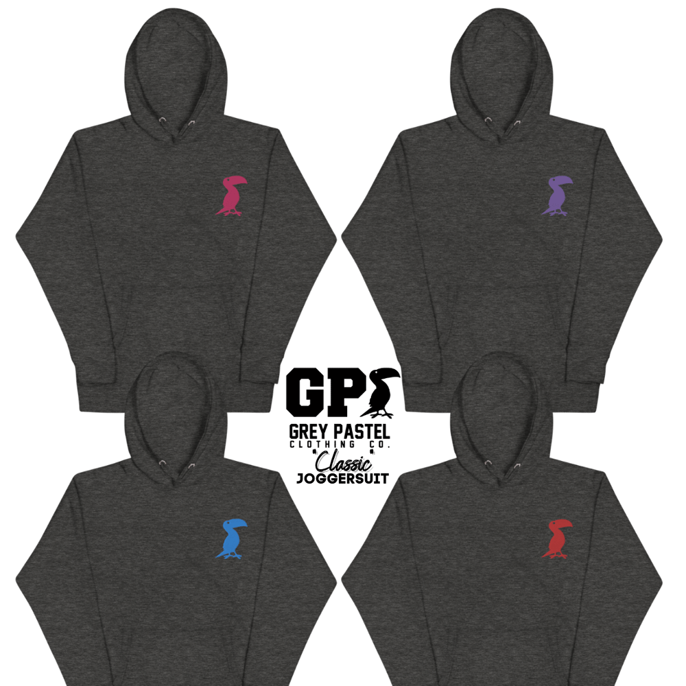 Grey Pastel "Classic" Embroidered Dark Grey Heather Joggersuit