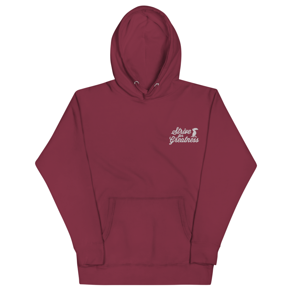 Grey Pastel "Strive For Greatness" Embroidered Hoodie
