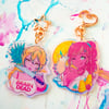 2.5" Pineapple Girls Rainbow Acrylic keychains 