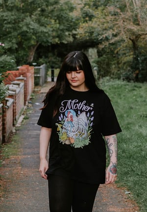 Image of Mother Hen Organic T-Shirt ~ Black, Full Colour