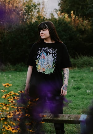 Image of Mother Hen Organic T-Shirt ~ Black, Full Colour