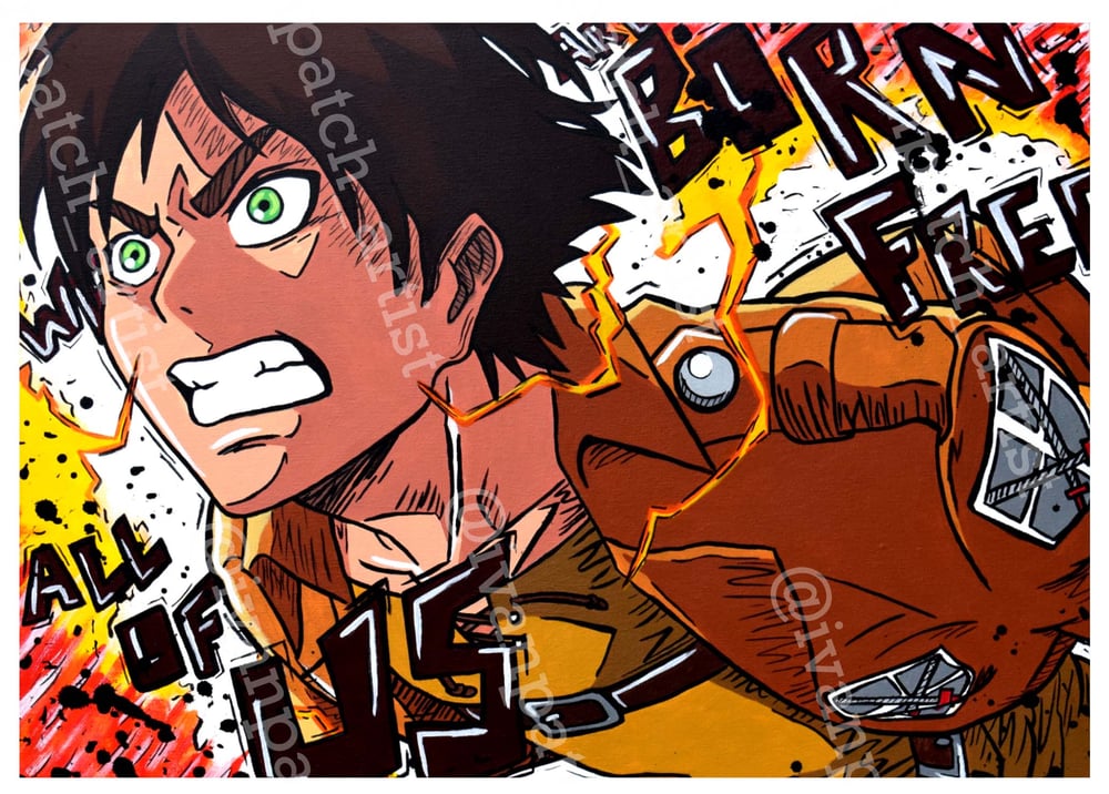 Image of 5x7 Print- Raging Eren (AOT)