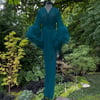 Teal Sheer Selene Ostrich Dressing Gown 10% OFF DISCOUNT CODE: FEMMEFATALE