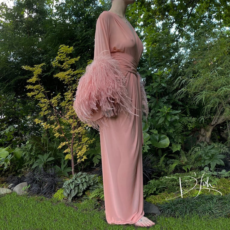 "Whisper" Sheer Selene Ostrich Dressing Gown Image 3