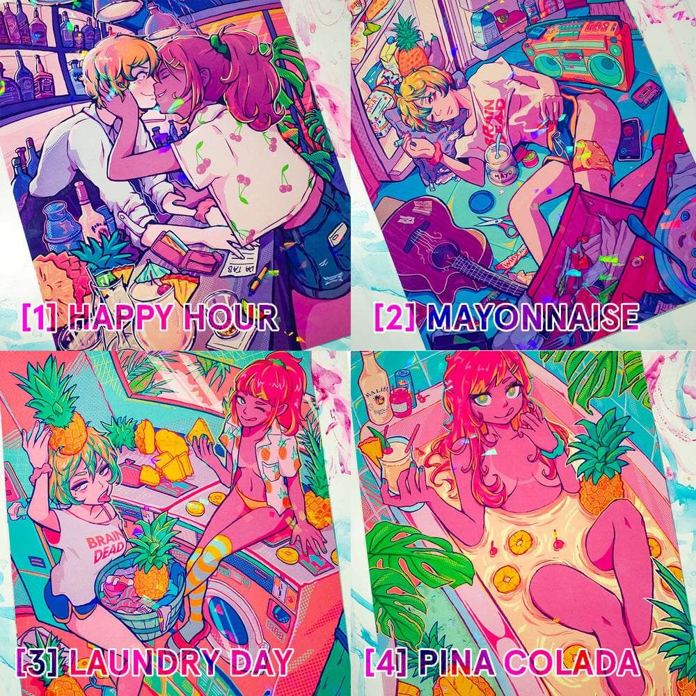 Holographic Pineapple Girls print set