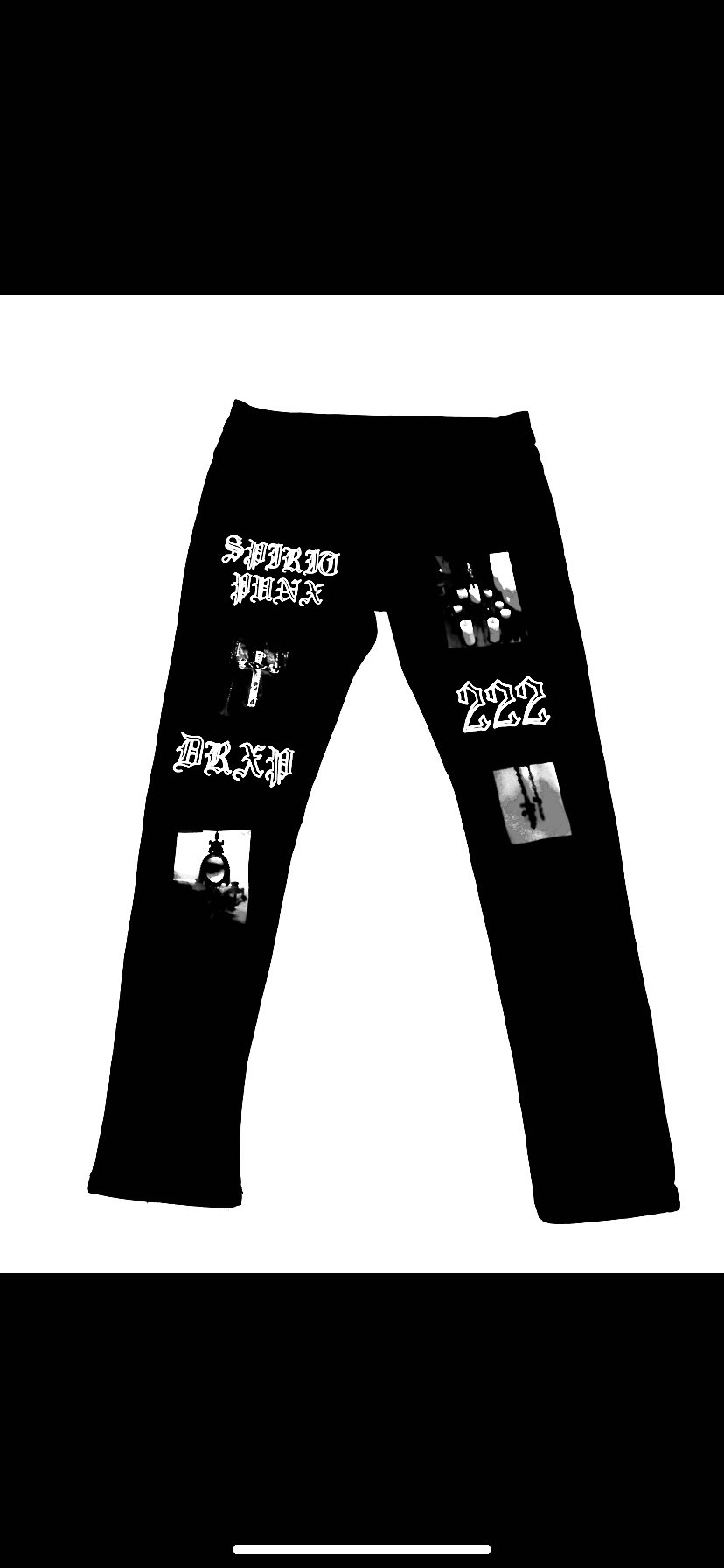 Image of SPIRIT PUNX HAND SEWN BLACK WHITE JEANS