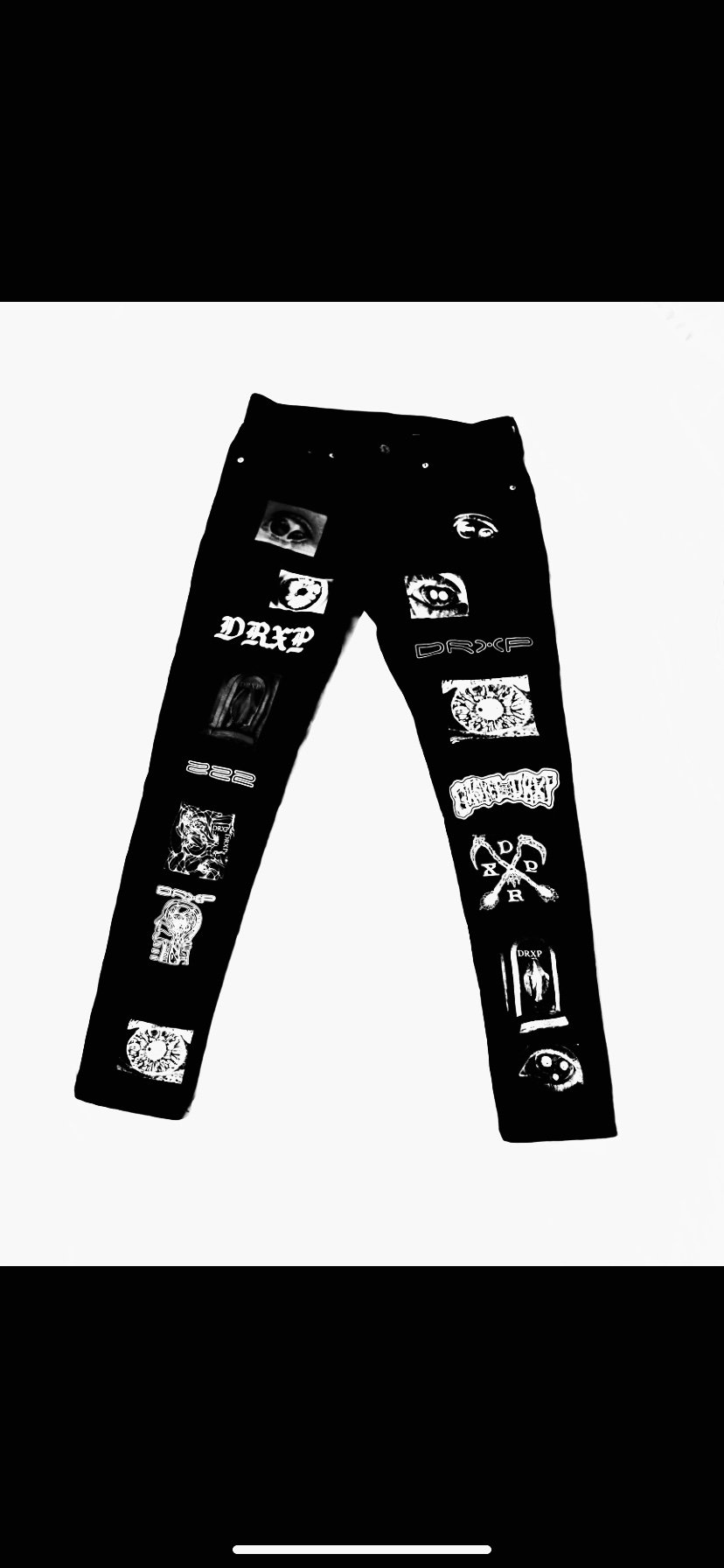 Image of DRXP HAND SEWN JEANS BLACK/WHITE