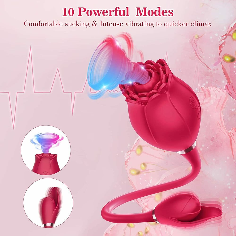 Image of 2021 New 3.0 Upgraded 3-IN-1 Double Headed G-Spot/C-Spot Rose Vibrator Clit Sucking/Massager $49.99