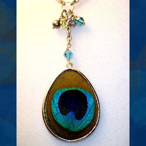 Image of Peacock Feather Necklace