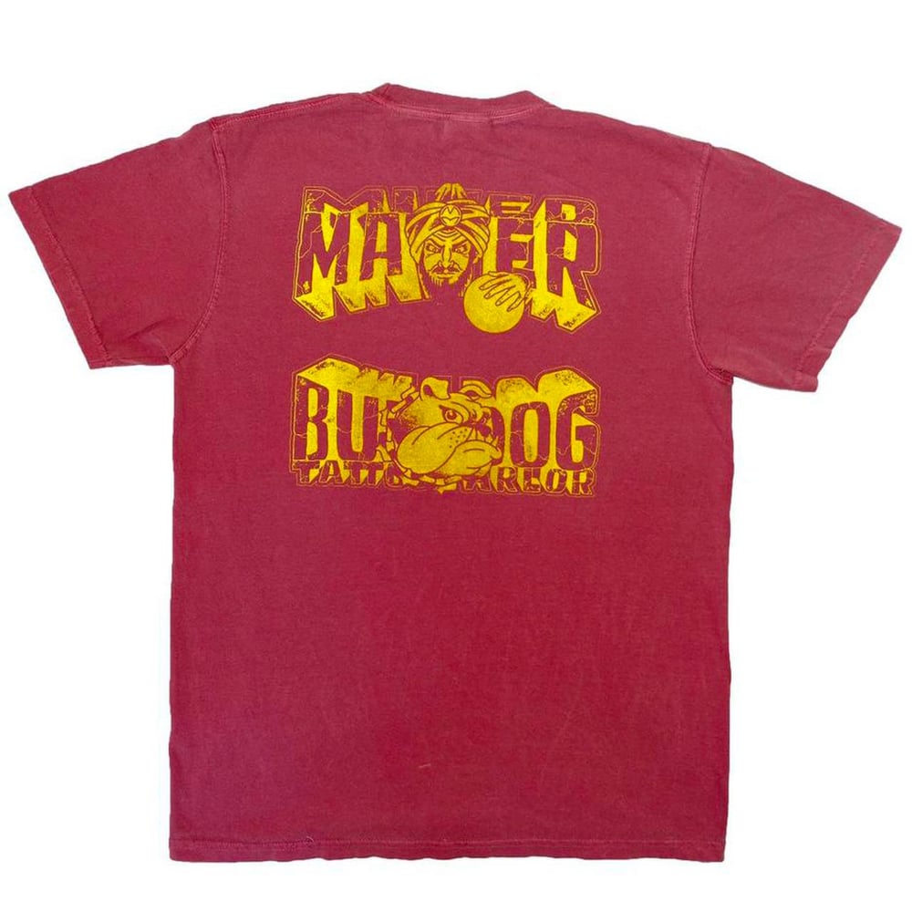 Mined Matter X Bulldog Tattoo Parlor Tee Merlot and Yellow