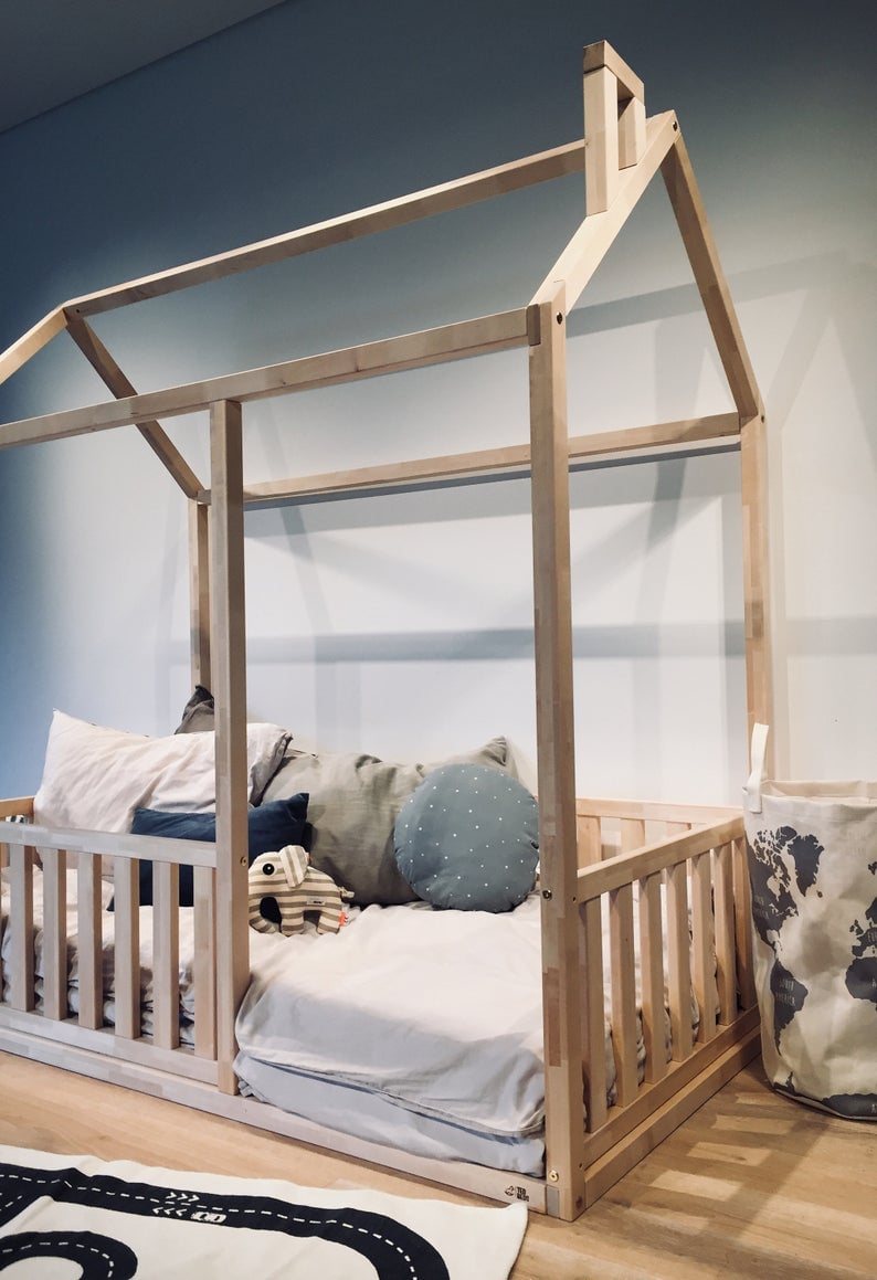Montessori bed - NON PAINTED TWIN SIZE BED 39''x75'' with bed rails Teo Beds' free shipping on SALE