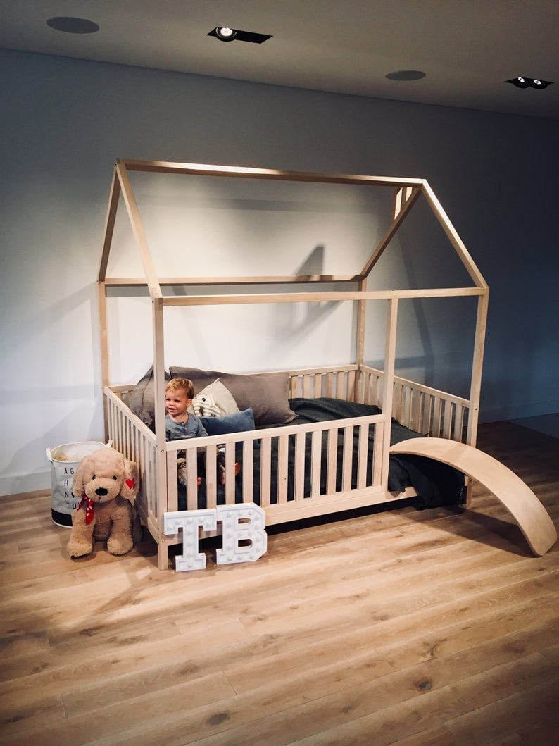 NON PAINTED WITH LEGS FULL Size toddler bed 53''x75'' with bed rails Teo Beds' FREE SHIPPING