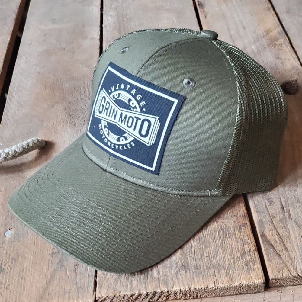 Grin Moto Logo Cap - Olive Green