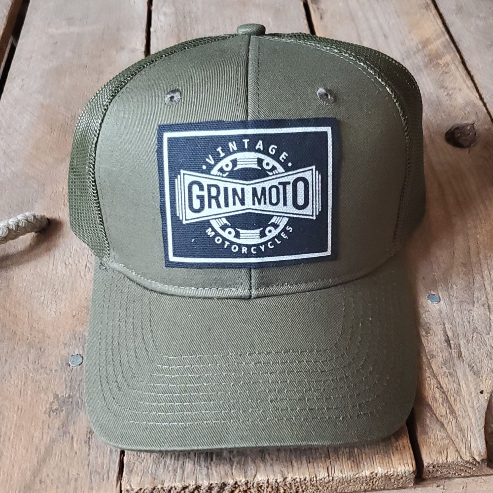 Grin Moto Logo Cap - Olive Green