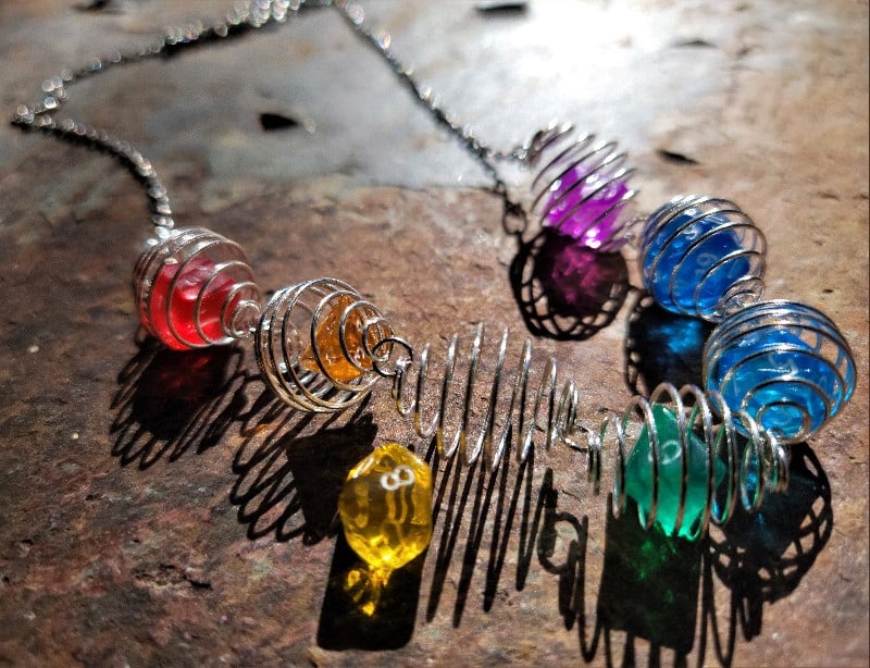 Image of Dice Necklace- Silver Rainbow Set