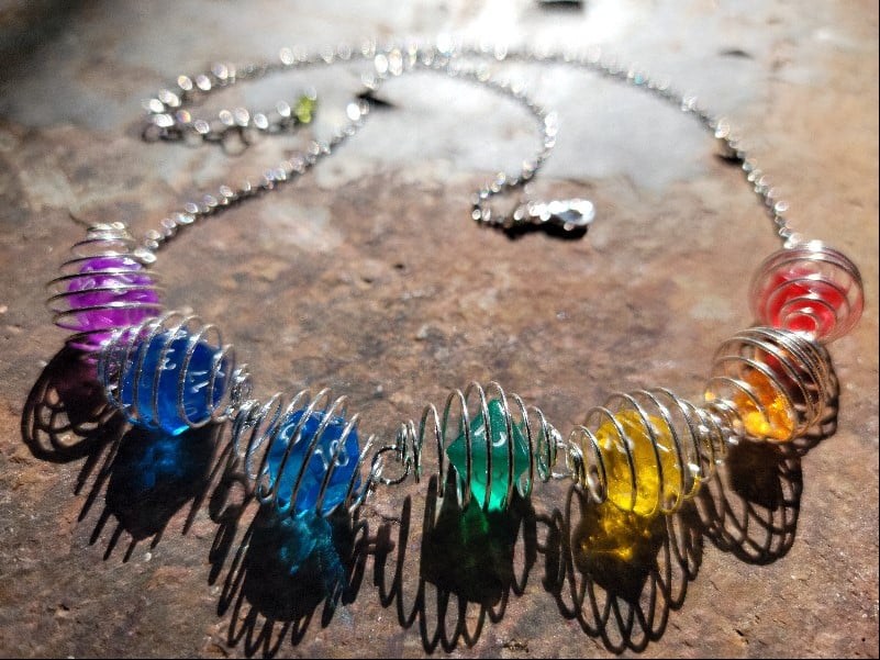 Image of Dice Necklace- Silver Rainbow Set