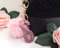 Image 1 of Resin glitter lnitial keyring,Initial pom pom bag charm,resin letter keyring,keyring gift