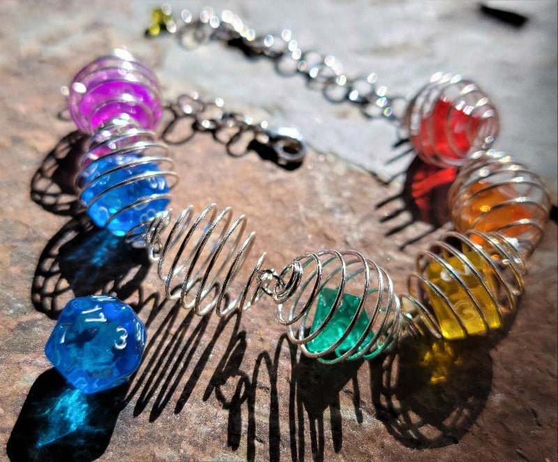 Image of Dice Bracelet- Silver Rainbow