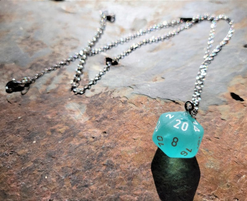 Image of Dice Necklace- Frosted Teal d20