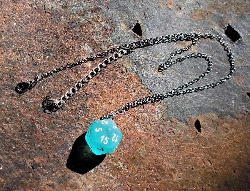 Image of Dice Necklace- Frosted Teal d20