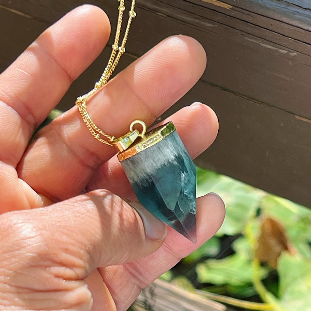 Image of Gold Plated Green Fluorite Necklace