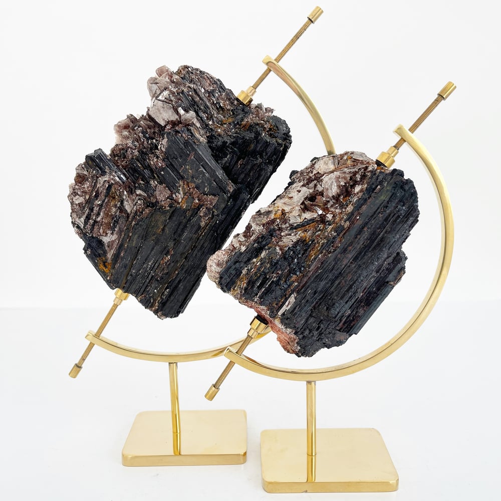 Image of Mica/Black Tourmaline no.42 + Brass Arc Stand