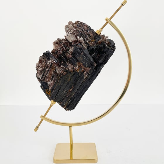 Image of Mica/Black Tourmaline no.42 + Brass Arc Stand