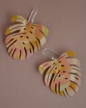 hand painted monstera leaf earrings - apricot blush