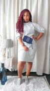 Gray Puff-Sleeve Dress 
