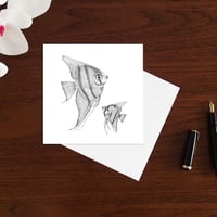 Image 2 of Black & white art card of two Angelfish 