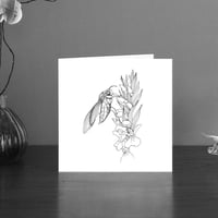 Image 1 of Black & white art card of an Elephant hawk moth