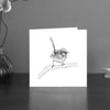Black & white art card of a Fairy wren