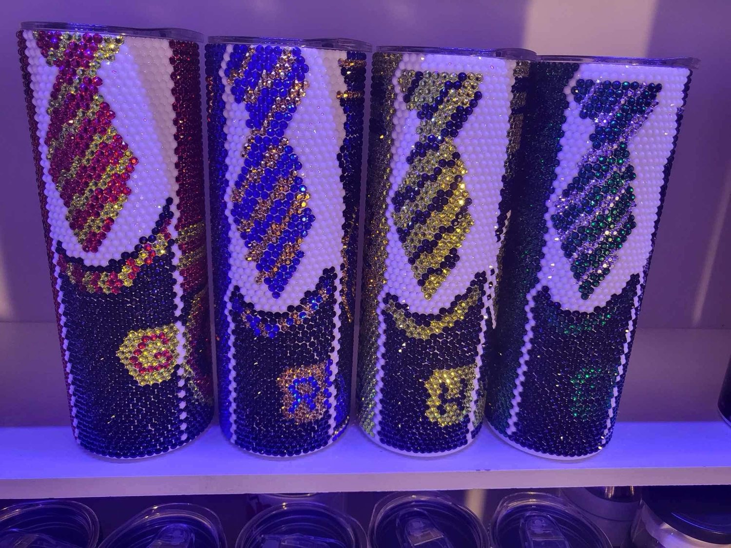 Image of Harry Potter houses rhinestone tumbler
