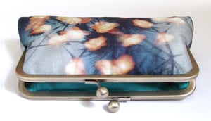 Image of Forest lights printed silk clutch bag + chain handle