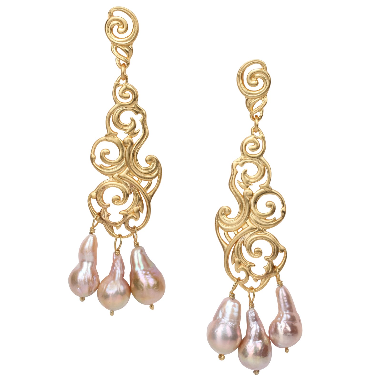 NUAGES BAROQUE Big Earring - 3 Rose Drop Pearls