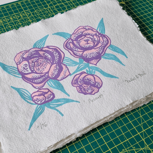 Image of Peonies - Limited Edition Silkscreen Print on 150 gsm paper made from recycled cotton