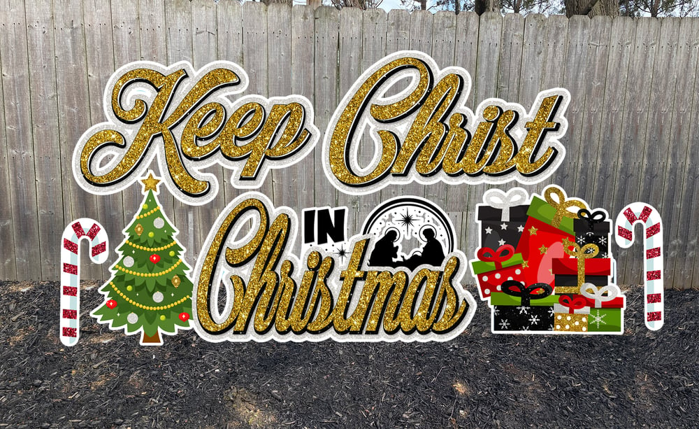 Keep Christ in Christmas Yard Card with Stakes, evangelical Christmas lawn Sign, Christmas Sign with