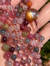 Gem Rainbow Spinel Mala with Tibetan Andesine Guru Bead, Rainbow Spinel 108 Beads Japa Mala