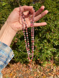 Image 5 of Gem Rainbow Spinel Mala with Tibetan Andesine Guru Bead, Rainbow Spinel 108 Beads Japa Mala