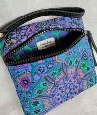 Image 1 of Blue & Flowers Wristlet Bag