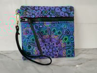 Image 2 of Blue & Flowers Wristlet Bag