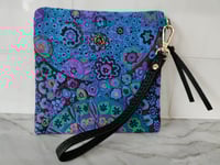 Image 3 of Blue & Flowers Wristlet Bag