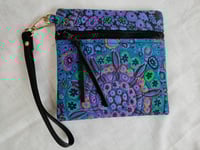 Image 4 of Blue & Flowers Wristlet Bag
