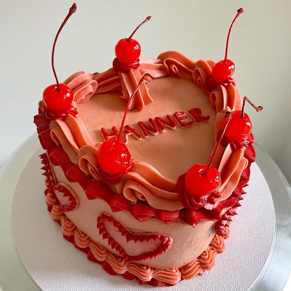 Image of Pink and Red Vintage Heart Cake 