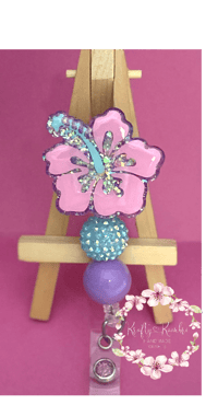 Image 2 of Hibiscus Flower badge with beads